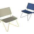Modern Gray and Blue Single Chairs with Metal Frame for Minimalist Interior