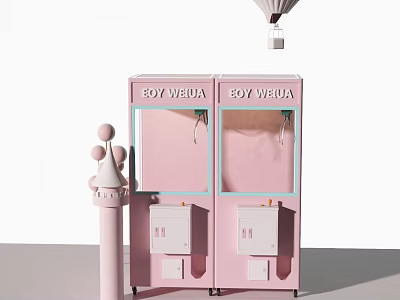 Pink BOY WEUA Vending Machines With Side Hinged Doors And Decorative Pillar Hot Air Balloon 3d model
