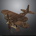 Handmade Wooden Biplane Model Showcasing Classic Aviation Craft Design