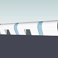 Modern Architectural Structure With Wavy Roof Brick Columns And Glass Curtain Walls