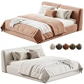 Modern Double Bed With Color Options Pillows Blankets And Soft Bedding 3d model