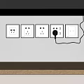 Modern socket TV socket combination 3d model