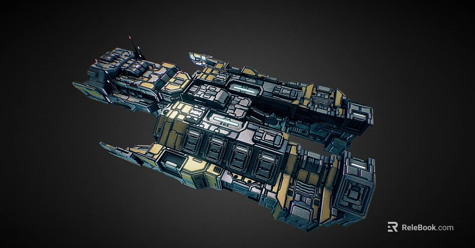 Detailed 3D Cosmic Spaceship Model with Intricate Modular Structure and Design 3d model 
