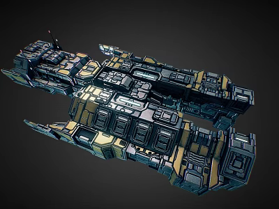 Detailed 3D Cosmic Spaceship Model with Intricate Modular Structure and Design 3d model