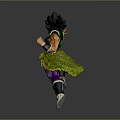 Broly Anime Game Character Action Figure Dynamic Pose Black Spiky Hair Green Armor Purple Pants