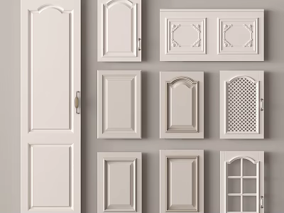 Various Wardrobe Door Designs With Different Panel Patterns And Shapes 3d model