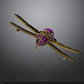 Cosmic Aerospace Inspired Decorative Aircraft Model With Purple And Gold Accents