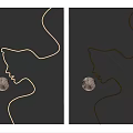 Modern Wall Decor With Golden Line Human Face Silhouette And Circular Decor On Dark Background