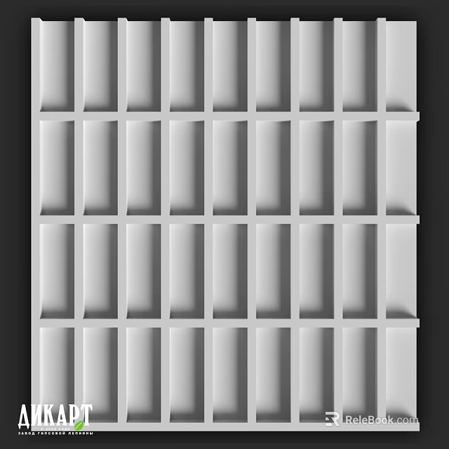 White Grid Pattern Wall Design With Textured Panel And Modern Style 3d model 