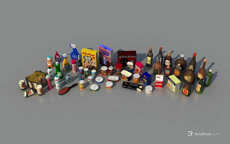Variety of Premium Pet Food Products Including Dry Wet Treats for Dogs and Cats 3d model 