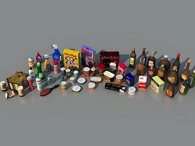 Variety of Premium Pet Food Products Including Dry Wet Treats for Dogs and Cats 3d model