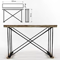 Modern Console Table With Wooden Top And Black Metal Cross Frame