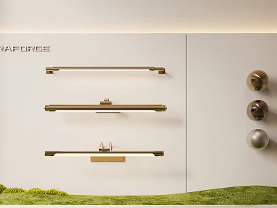 Elegant Modern Brass Wall Lamps With Sleek Linear Minimalist Design 3d model