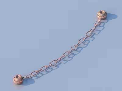 Copper Colored Chain With Round End Pieces For Daily Household Use 3d model