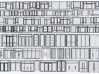 Modern Window And Door Designs With Various Frame Styles And Glass Panels 3d model