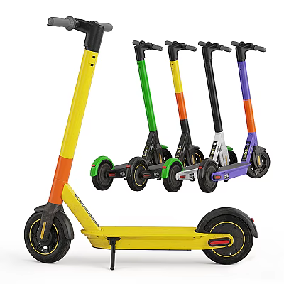 Various Colorful Electric Scooters with Vibrant Frames and Black Wheels 3d model