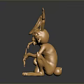 Golden Rabbit Sculpture With Shiny Metallic Finish And Unique Sitting Pose