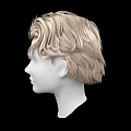 Game and Movie Character Head Model With Blonde Curly Hair On Black Background