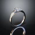 Elegant Silver Ring Featuring Central Diamond And Surrounding Small Diamonds Design 3d model