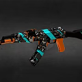 Vibrant Decorative Rifle With Orange Turquoise Black Patterns And Stylish Design 3d model