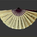 Elegant Traditional Chinese Calligraphy Fan with Purple Frame and Beige Surface