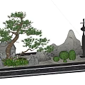 Traditional Courtyard Garden Design With Rock Formations Pine Trees And Bamboo Plants