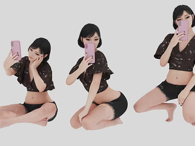 Selfie girl sexy 3d model