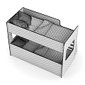 White Kids Bunk Bed with Wooden Ladder Gray Polka Dot Pillows and Mattress