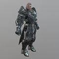 Game Movie Character Male Warrior In Detailed Metal Armor With Shoulder Plates