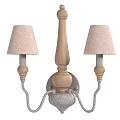 Classic Wooden Wall Lamp With Two Fabric Shades And Elegant Design
