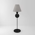 Modern Black Floor Lamp With Gray Lampshade And Round Base 3d model