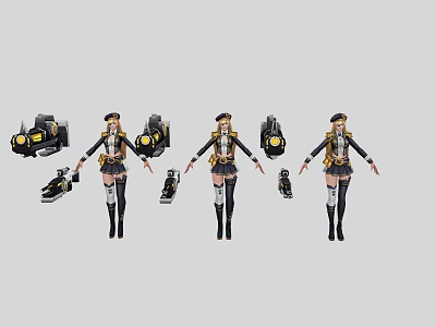 Game And Movie Character Female Characters In Uniform With Weapon Accessories Multiple Poses 3d model