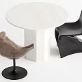 Middle style dining table and chair 3d model