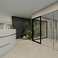 Elegant Modern Beauty Spa Interior With Reception Desk Cozy Seating And Plants