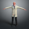 Game Movie Character Elderly Male With Glasses Gray Hair In White Lab Coat Outstretched Arms
