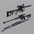 Tactical Sniper Rifles With Long Barrels And Scopes On Gray Background