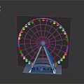 Ferris Wheel Architectural Structure With Overland Sign Base And Metal Frame Design 3d model