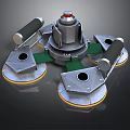 Industrial Mechanical Device With Red Top Metal Bases Green Gaskets And Yellow Edges
