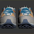Stylish Athletic Shoes With Orange Blue Accents Gray Sole And Modern Design Details