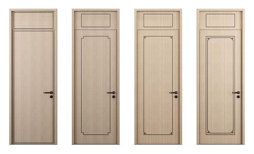 New Chinese Style Flat Door Single Door 3d model