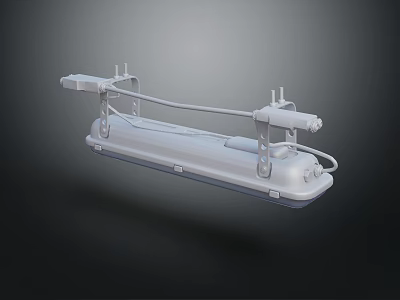 Modern Linear Chandelier With Sleek White Metal Frame And Hanging Structure Design 3d model