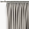 Gray Curtains With Elegant Drape Design Hanging On Curtain Rod For Home Decor
