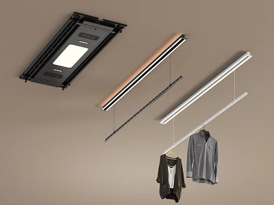 Different Types of Hanging Closet Systems with LED Light and Garments 3d model
