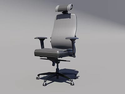 Comfortable Gray Ergonomic Leisure Chair With Adjustable Headrest Armrests And Wheel Base 3d model
