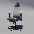 Comfortable Gray Ergonomic Leisure Chair With Adjustable Headrest Armrests And Wheel Base