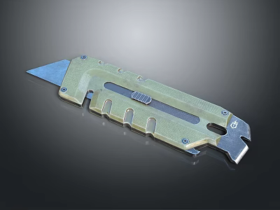 Ornamental Decoration Set Featuring Green Handle Metal Blade Decorative Knife With Unique Hole Design 3d model