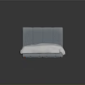 Modern Bed With Light Blue Tufted Headboard White Bedspread And Pillows 3d model