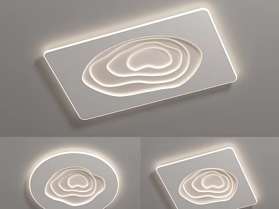 Modern Ceiling Lights With Layered Design Square And Round Shapes Illuminated Edges 3d model