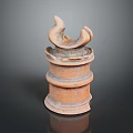 Terracotta Sculpture Carving With Layered Cylindrical Base And Curved Decorative Top