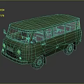 Vintage Green Van With Classic Retro Body Design Clear Windows And Wheels